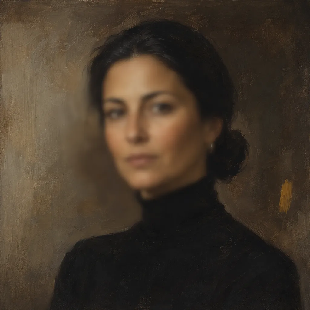 Ines Marchetti, Head of Custody and Statements, painted in oil on linen