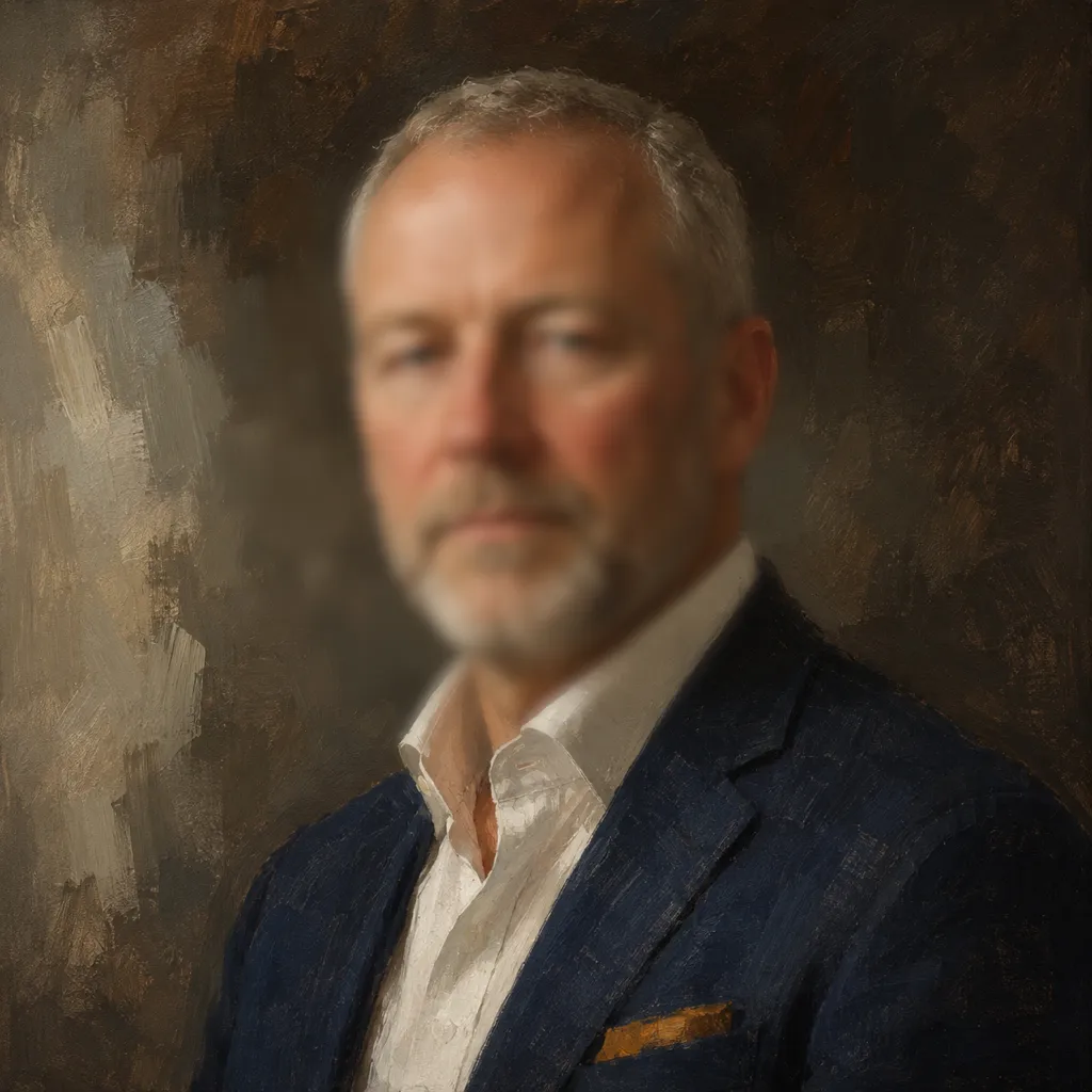 Prescott D. Lane, Head of Private Credit, painted in oil on linen